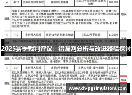 2025赛季裁判评议：错漏判分析与改进路径探讨
