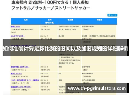 如何准确计算足球比赛的时间以及加时规则的详细解析